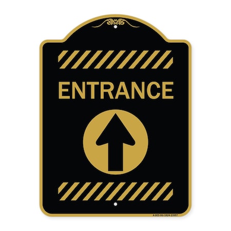 Signmission Flex Post Entrance with Straight Ahead Arrow Decal Only for Flex Paddle, Black & Gold, BG-1824-23957 A-DES-BG-1824-23957